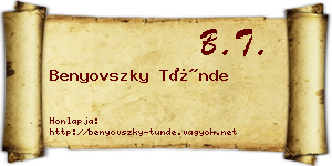 Benyovszky Tünde névjegykártya